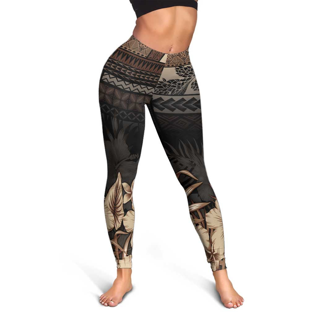 Vaiaso o le Gagana Samoa Leggings Siapo Motif Black LT7 - Polynesian Pride