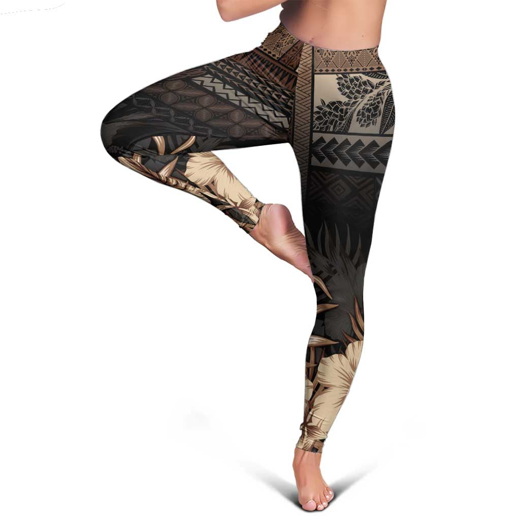 Vaiaso o le Gagana Samoa Leggings Siapo Motif Black LT7 - Polynesian Pride