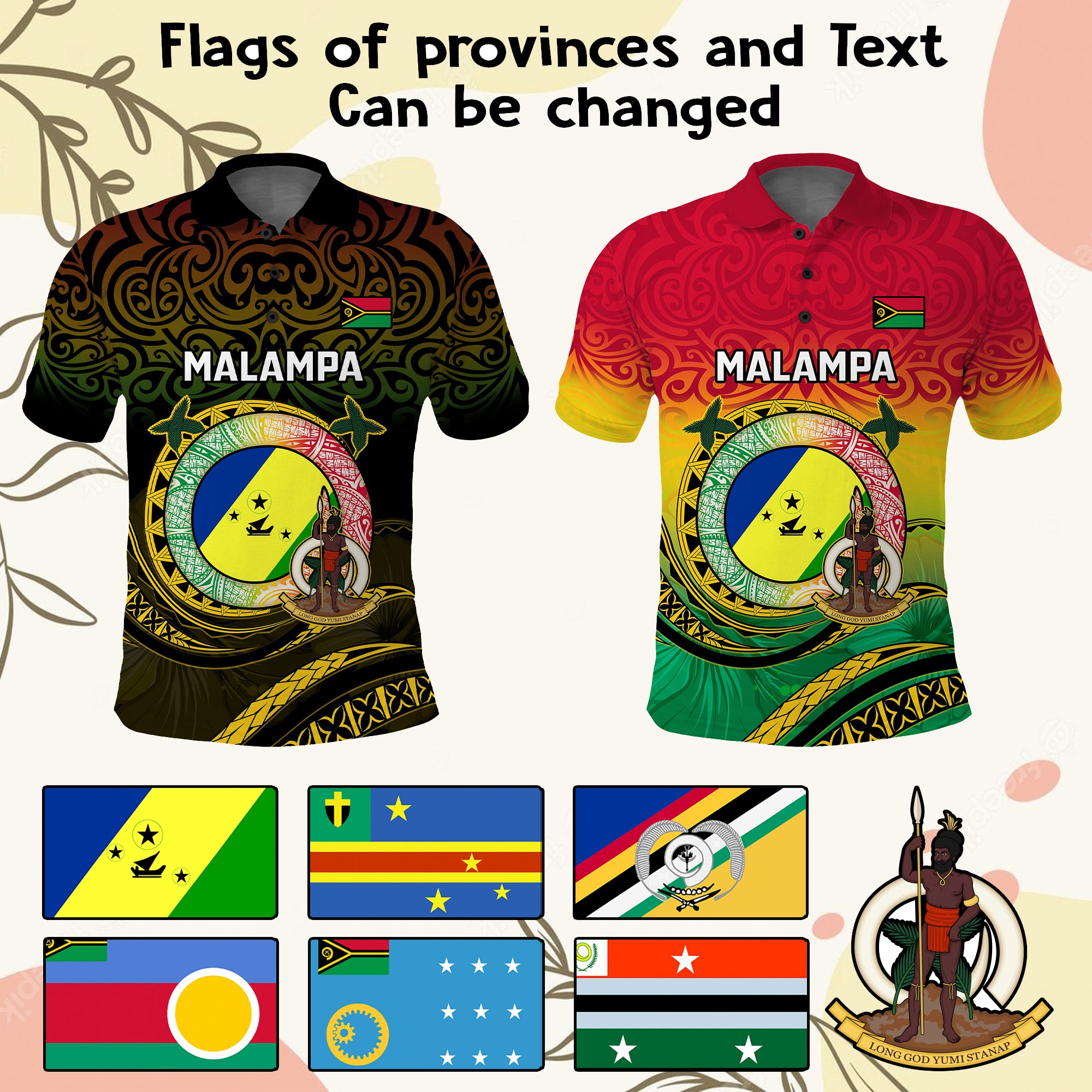 Custom Vanuatu Provinces Polo Shirt Coat Of Arms Mix Flag CTM14 - Polynesian Pride