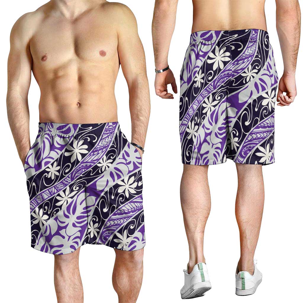 Vareau Tahiti Tiare Monstera Shorts for Men Polynesian Pattern Curve Style - Polynesian Pride