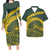 Polynesian Pride Hawaii Matching Outfit For Couples Yellow Polynesian Tribal Pattern Bodycon Dress And Hawaii Shirt - Polynesian Pride