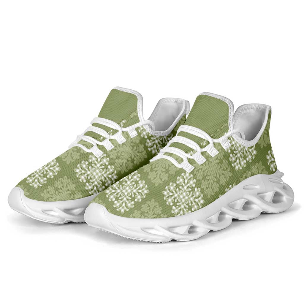 Vesuvian Green Palaka Quilt Hawaii Clunky Sneakers Traditional Hawaii-plaid Pattern - Polynesian Pride