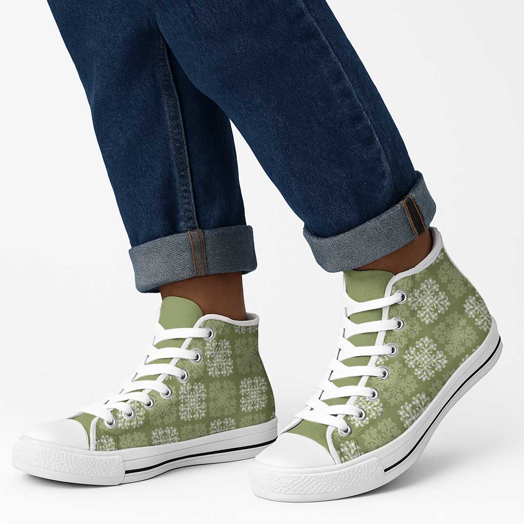 Vesuvian Green Palaka Quilt Hawaii High Top Shoes Traditional Hawaii-plaid Pattern LT14 - Polynesian Pride