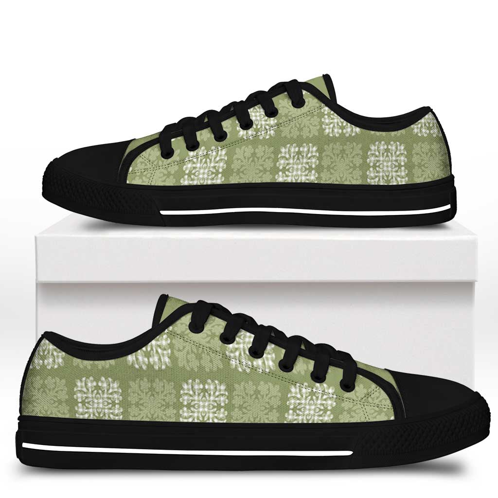 Vesuvian Green Palaka Quilt Hawaii Low Top Shoes Traditional Hawaii-plaid Pattern LT14 - Polynesian Pride