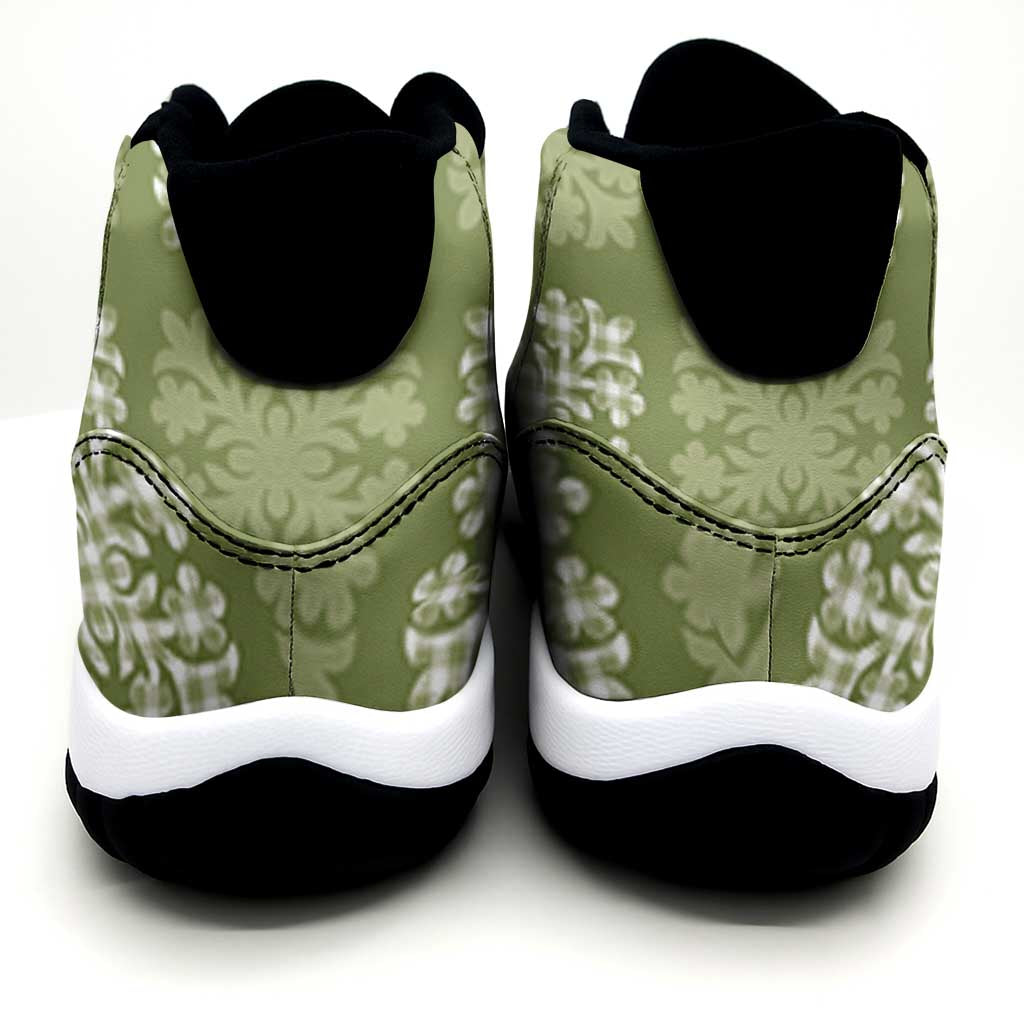 Vesuvian Green Palaka Quilt Hawaii Sneakers J11 Traditional Hawaii-plaid Pattern - Polynesian Pride