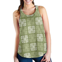 Vesuvian Green Palaka Quilt Hawaii Women Racerback Tank Traditional Hawaii-plaid Pattern - Polynesian Pride