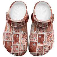 Vintage Aloha Block Quilt Clogs Shoes Red Inspired Lei Motifs - Polynesian Pride