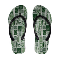 Vintage Aloha Block Quilt Flip Flops Green Inspired Lei Motifs LT9 Green - Polynesian Pride