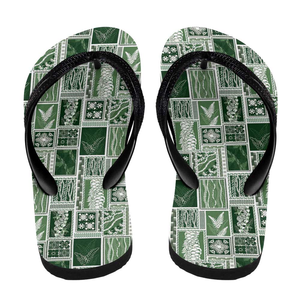 Vintage Aloha Block Quilt Flip Flops Green Inspired Lei Motifs LT9 - Polynesian Pride