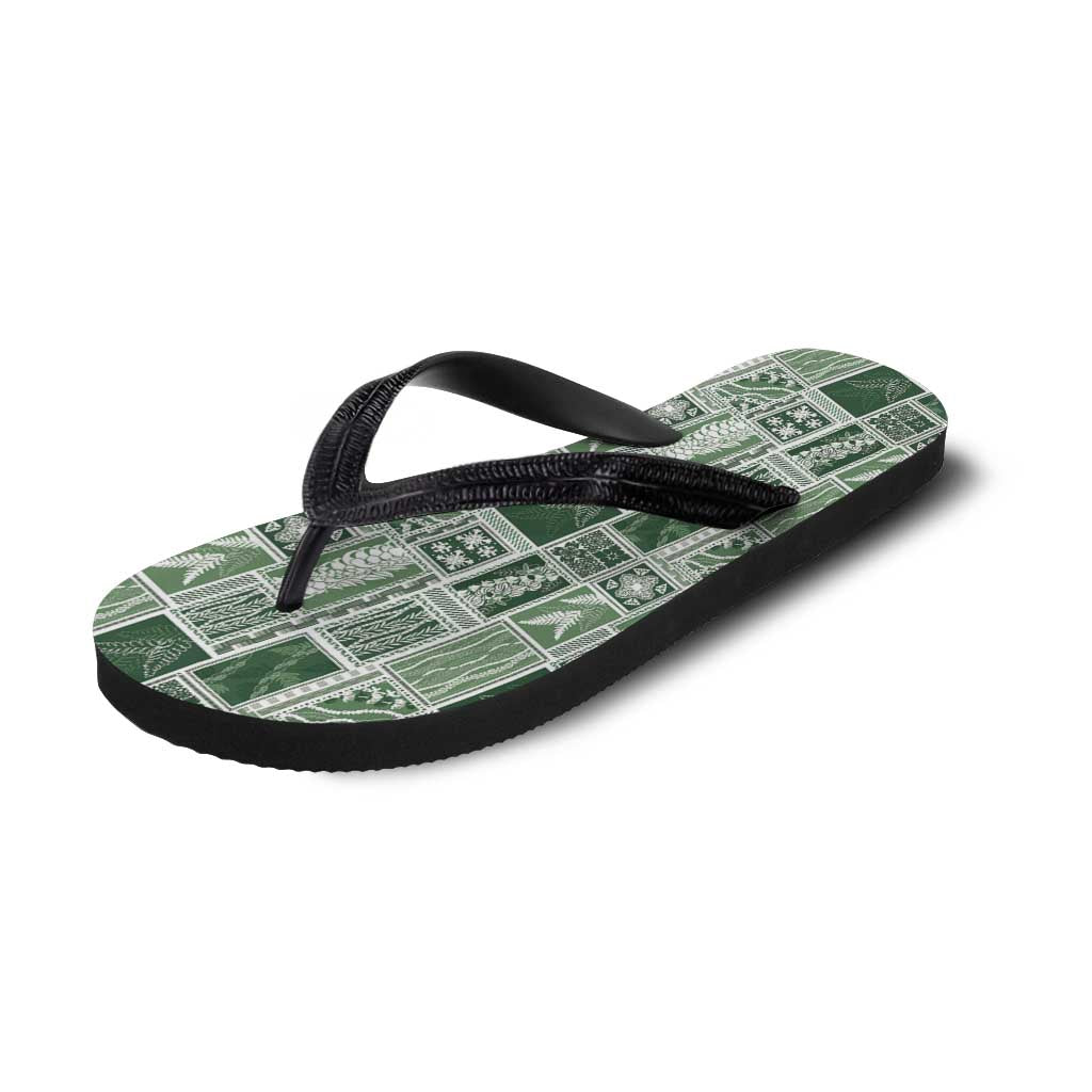 Vintage Aloha Block Quilt Flip Flops Green Inspired Lei Motifs LT9 - Polynesian Pride