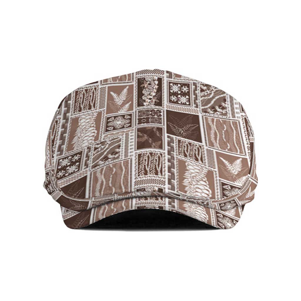 Vintage Aloha Block Quilt Jeff Hat Beige Inspired Lei Motifs - Polynesian Pride