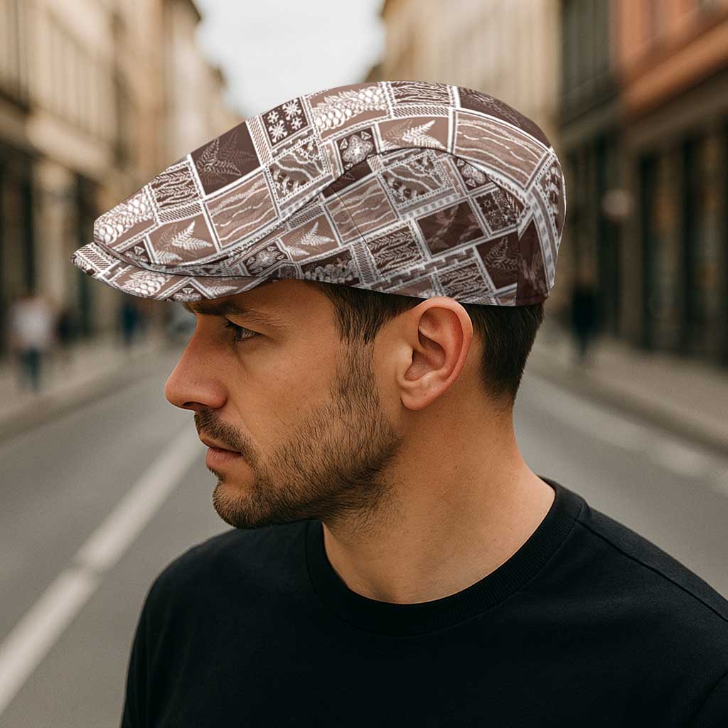 Vintage Aloha Block Quilt Jeff Hat Beige Inspired Lei Motifs - Polynesian Pride