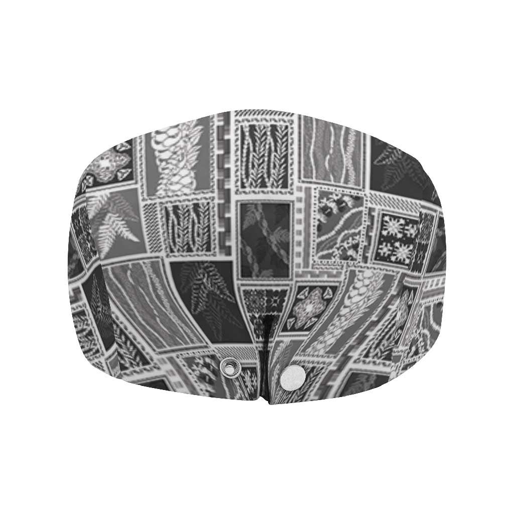 Vintage Aloha Block Quilt Jeff Hat Black Inspired Lei Motifs - Polynesian Pride