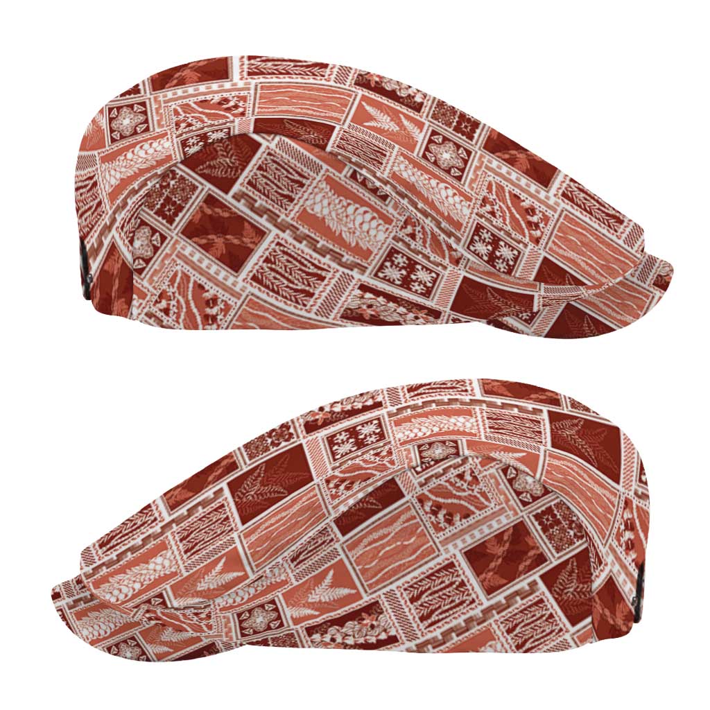 Vintage Aloha Block Quilt Jeff Hat Red Inspired Lei Motifs - Polynesian Pride