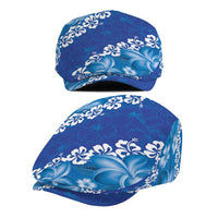 Vintage Blue Polynesia Jeff Hat Plumeria With Hibiscus Tropical Vibes - Polynesian Pride