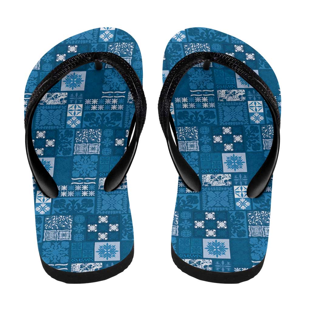 Vintage Hawaiian Quilting Patterns Flip Flops Blue Style Tribal Fabric Patchwork - Polynesian Pride