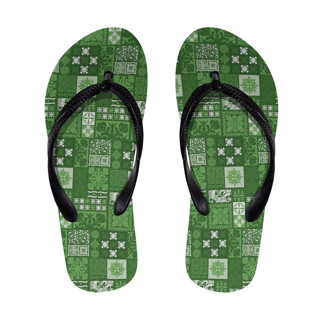 Vintage Hawaiian Quilting Patterns Flip Flops Green Style Tribal Fabric Patchwork - Polynesian Pride