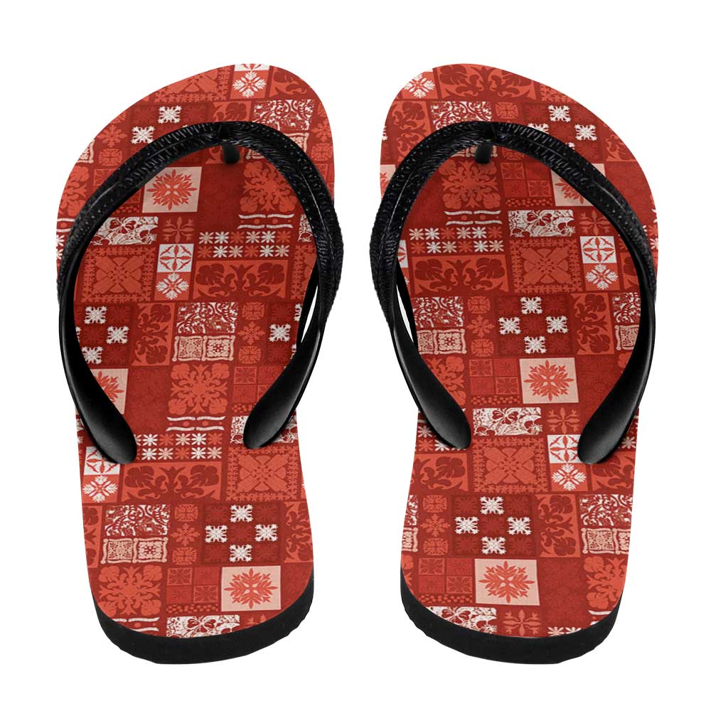 Vintage Hawaiian Quilting Patterns Flip Flops Red Style Tribal Fabric Patchwork - Polynesian Pride