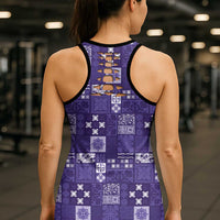 Vintage Hawaiian Quilting Patterns Hollow Tank Top Purple Style Tribal Fabric Patchwork - Polynesian Pride