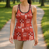 Vintage Hawaiian Quilting Patterns Hollow Tank Top Red Style Tribal Fabric Patchwork - Polynesian Pride