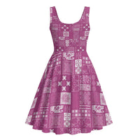 Vintage Hawaiian Quilting Patterns Midi Dress Pink Style Tribal Fabric Patchwork - Polynesian Pride