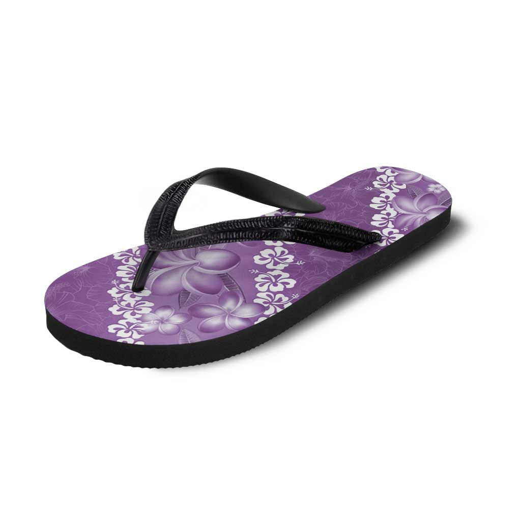 Vintage Purple Polynesia Flip Flops Plumeria Hibiscus Tropical Vibes LT14 - Polynesian Pride