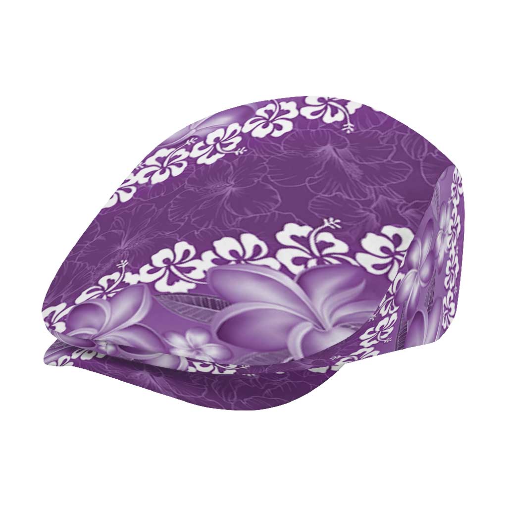 Vintage Purple Polynesia Jeff Hat Plumeria With Hibiscus Tropical Vibes - Polynesian Pride