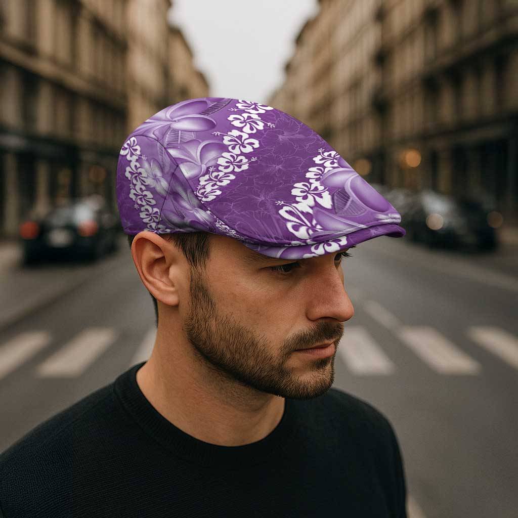 Vintage Purple Polynesia Jeff Hat Plumeria With Hibiscus Tropical Vibes - Polynesian Pride