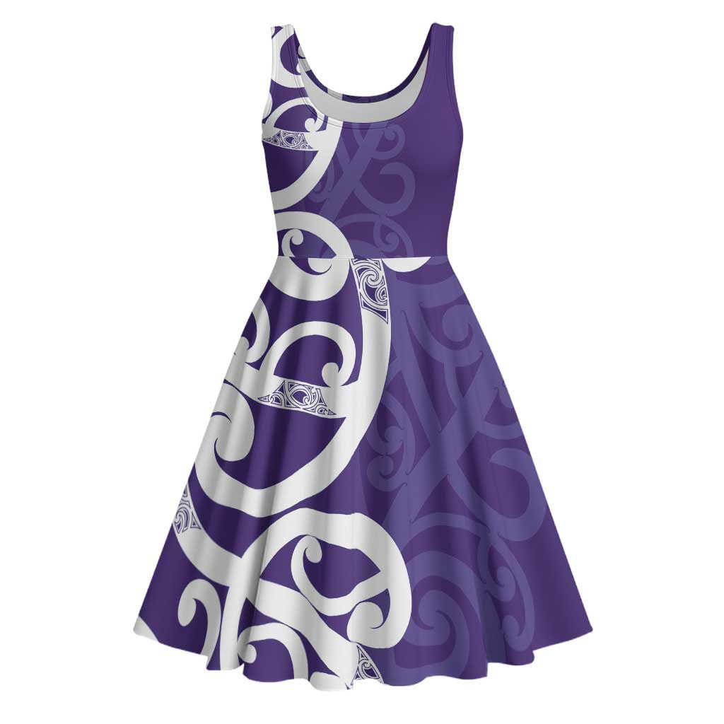 Violet Green Maori Midi Dress Koru Kowhaiwhai