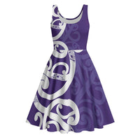 Violet Green Maori Midi Dress Koru Kowhaiwhai