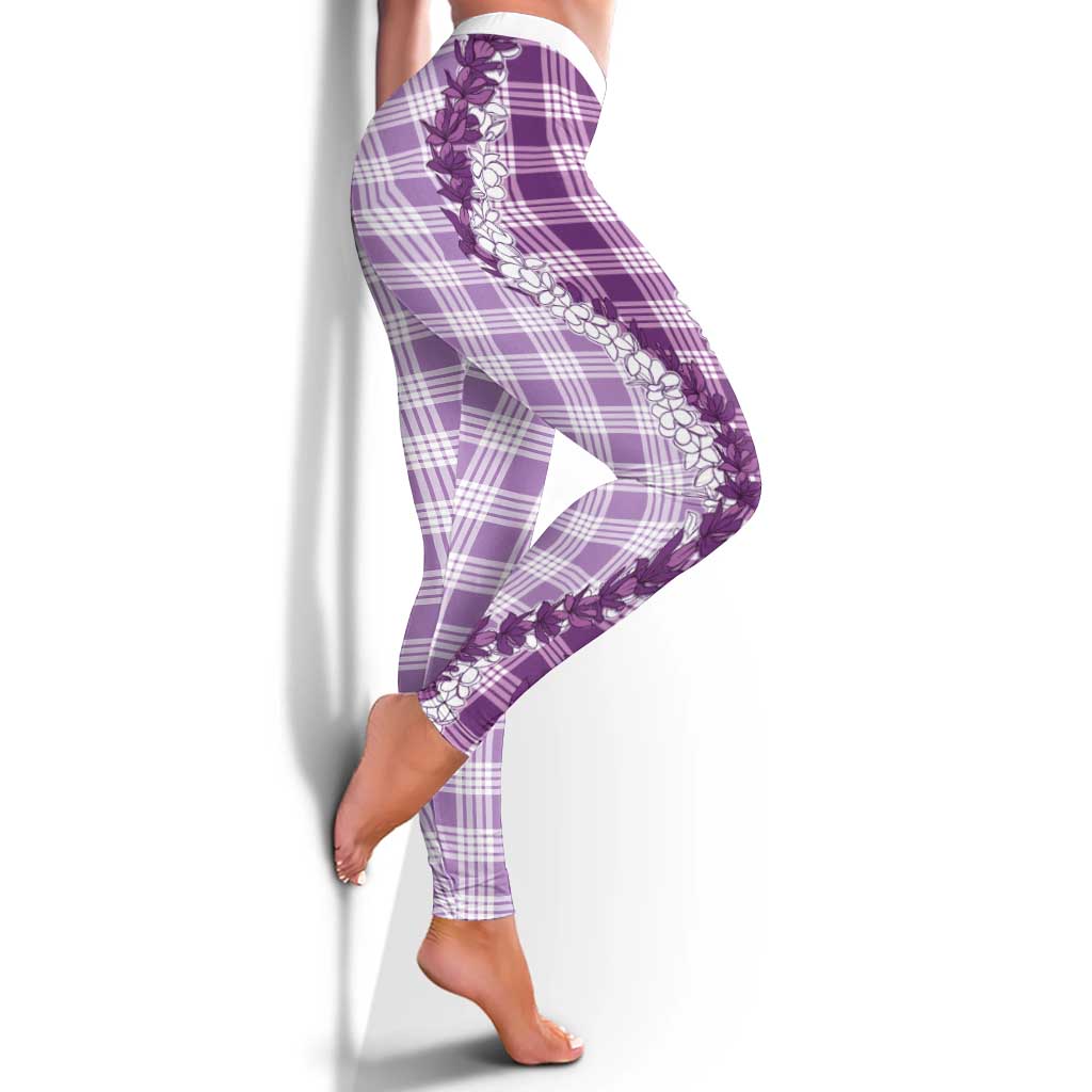 Violet Hawaii Palaka Leggings Hawaiian Honohono Lei LT05 - Polynesian Pride