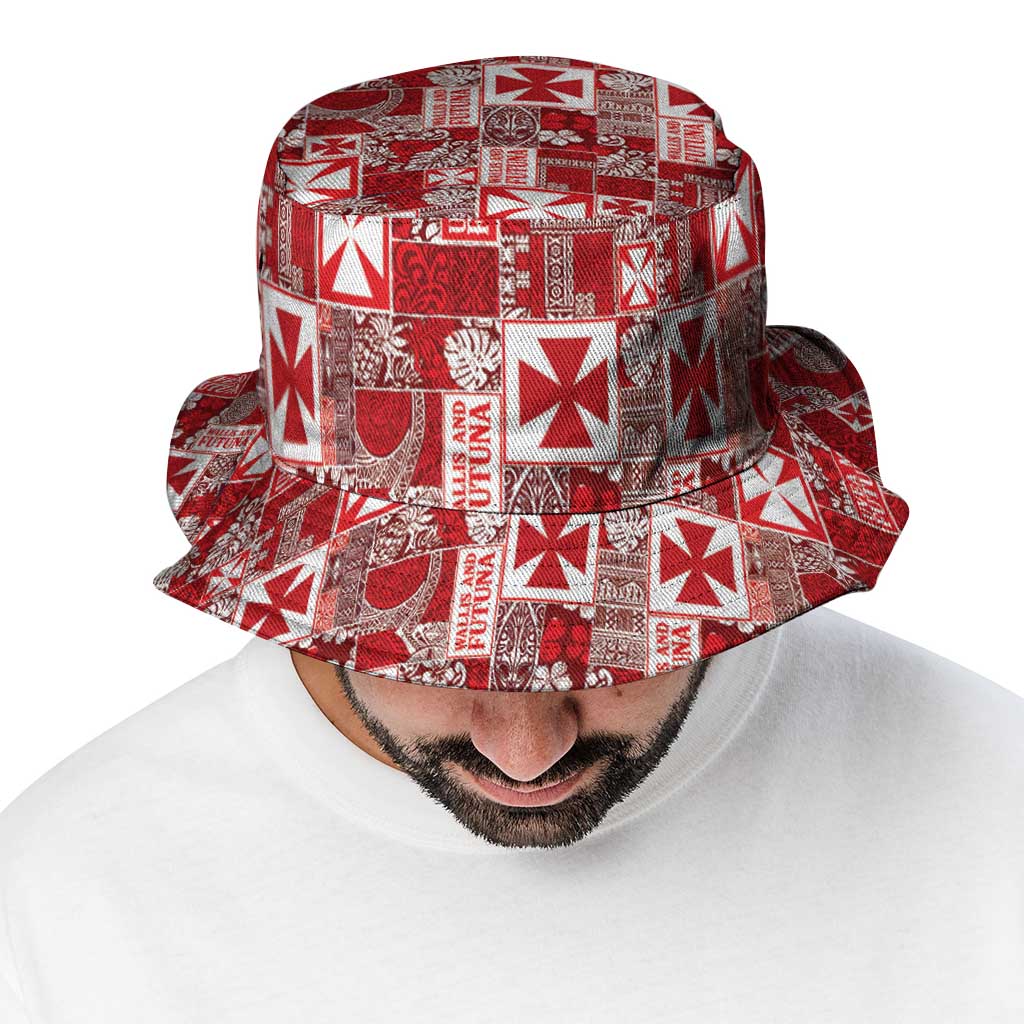 Wallis Et Futuna Kilisimasi Fiefia Bucket Hat Pacific Patchwork Xmas Vibes - Polynesian Pride