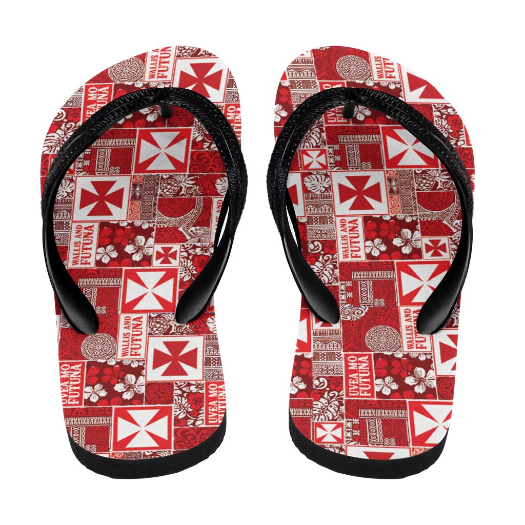 Wallis Et Futuna Kilisimasi Fiefia Flip Flops Pacific Patchwork Xmas Vibes - Polynesian Pride
