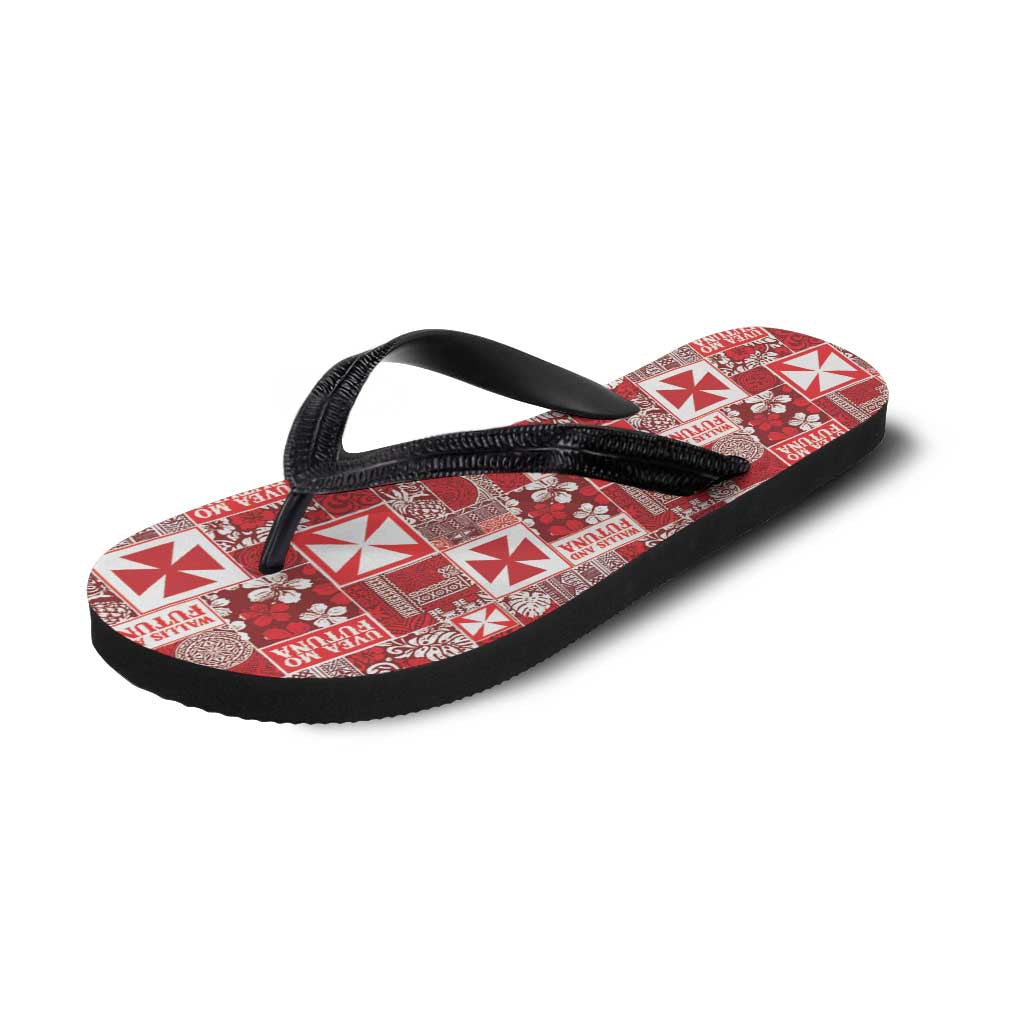 Wallis Et Futuna Kilisimasi Fiefia Flip Flops Pacific Patchwork Xmas Vibes - Polynesian Pride