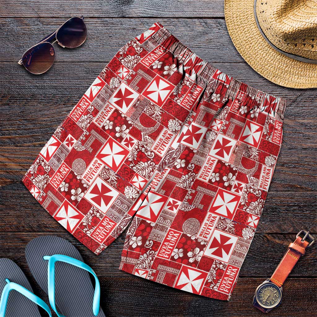 Wallis Et Futuna Kilisimasi Fiefia Shorts for Men Pacific Patchwork Xmas Vibes - Polynesian Pride