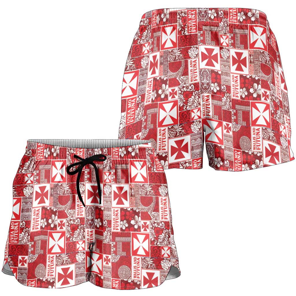 Wallis Et Futuna Kilisimasi Fiefia Shorts for Women Pacific Patchwork Xmas Vibes LT9 - Polynesian Pride