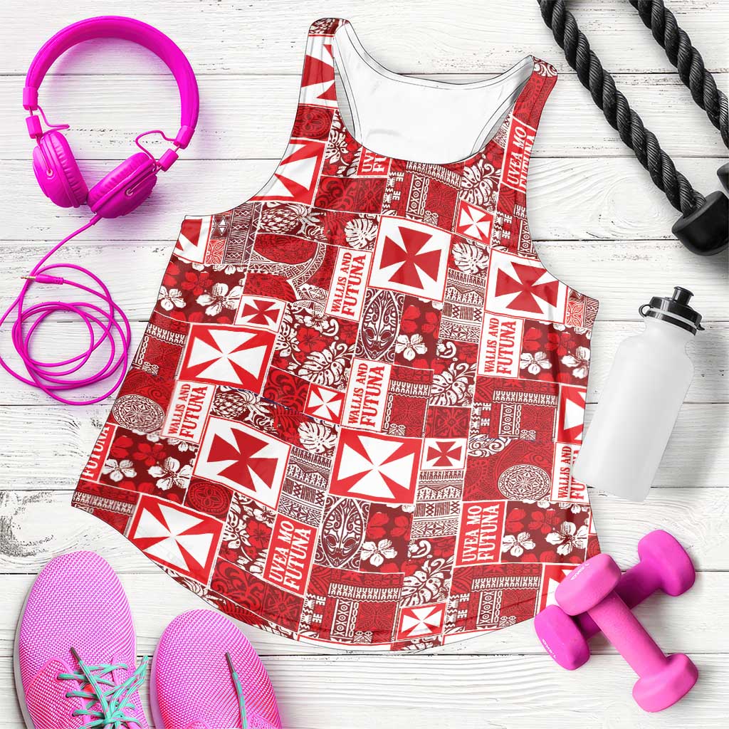 Wallis Et Futuna Kilisimasi Fiefia Women Racerback Tank Pacific Patchwork Xmas Vibes - Polynesian Pride