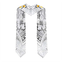 White Polynesia Graduation Stole Plumeria Tropical Leaves With Galaxy Polynesian Art LT14 - Polynesian Pride