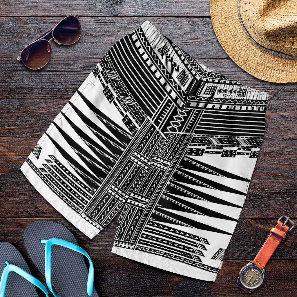 White Samoa Pea Tattoo Inspired Shorts for Men