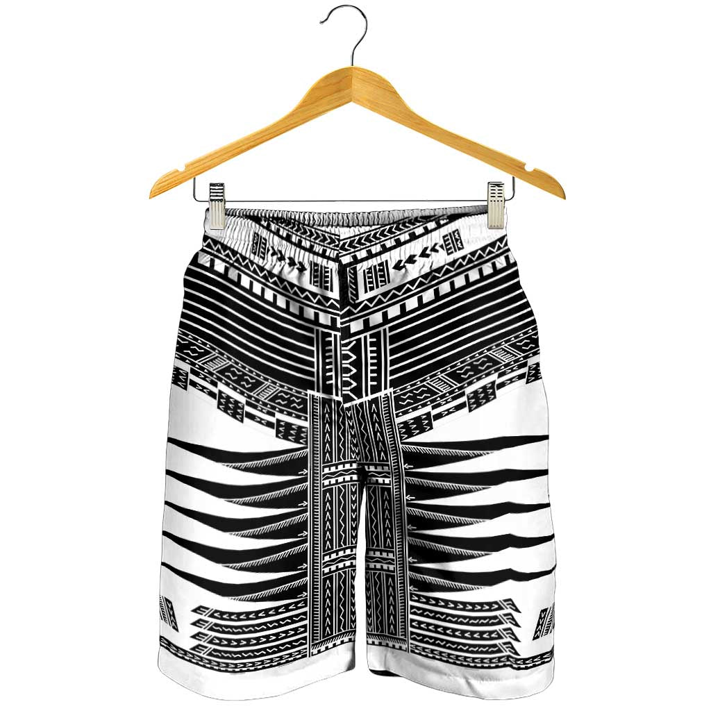 White Samoa Pea Tattoo Inspired Shorts for Men LT05 - Polynesian Pride