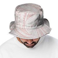 White Sunday Lotu Tamaiti Bucket Hat Polynesian Wave Pastel Blush - Polynesian Pride