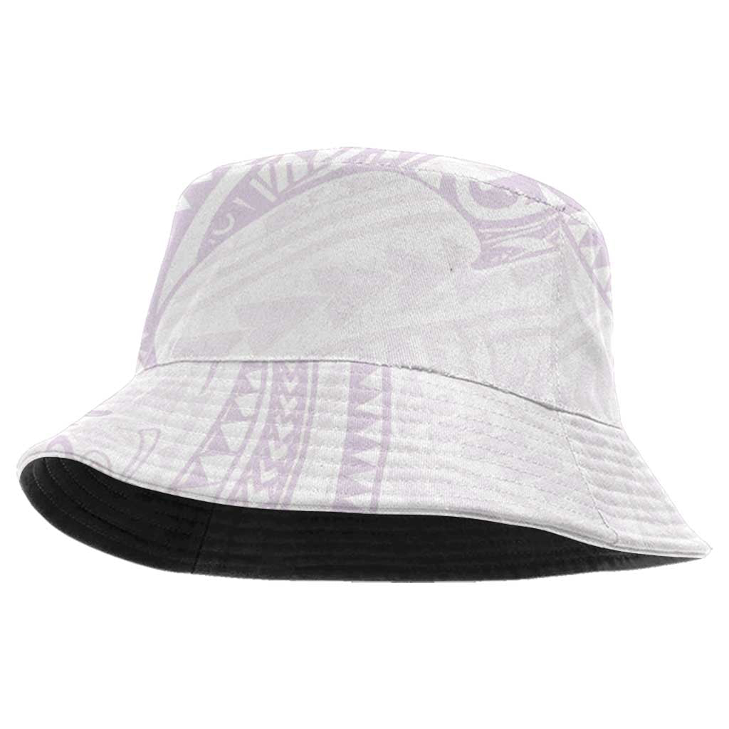 White Sunday Lotu Tamaiti Bucket Hat Polynesian Wave Pastel Mauve - Polynesian Pride