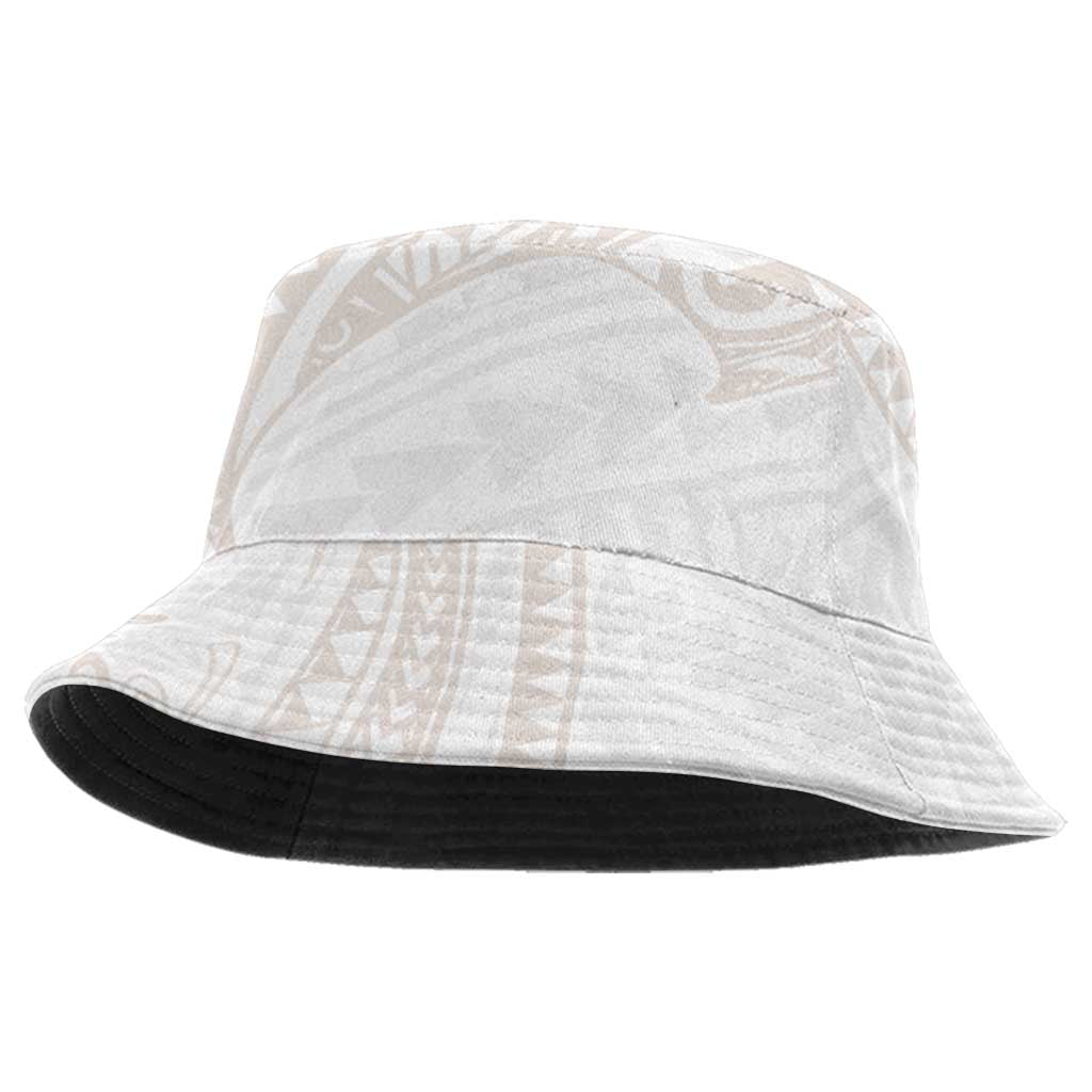 White Sunday Lotu Tamaiti Bucket Hat Polynesian Wave Pastel Nude - Polynesian Pride