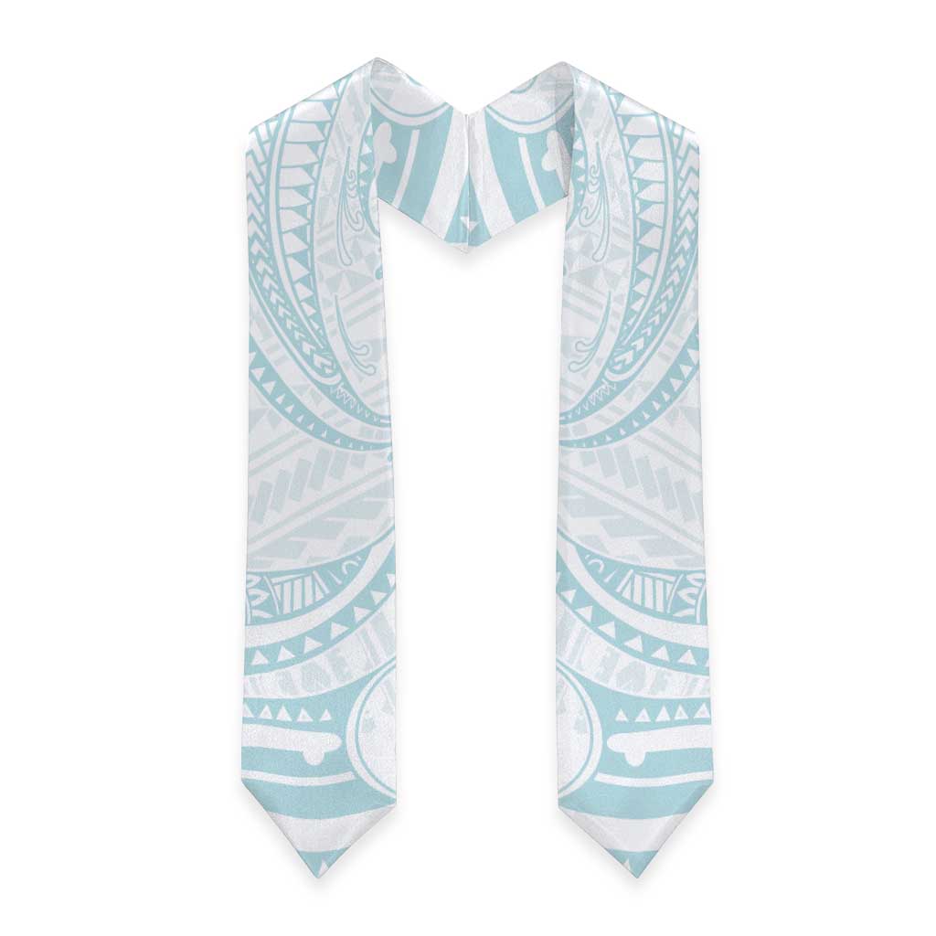 White Sunday Lotu Tamaiti Graduation Stole Polynesian Wave Pastel Cyan - Polynesian Pride