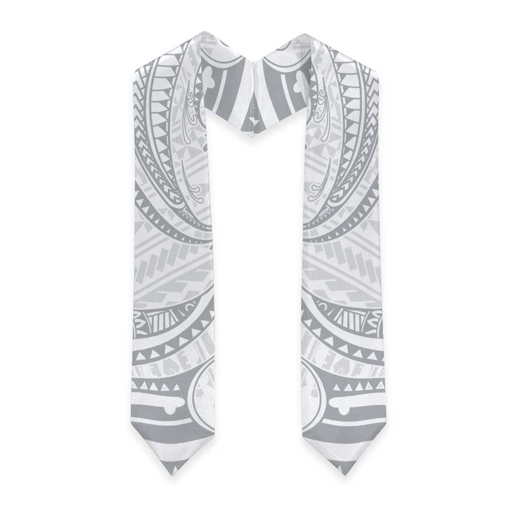 White Sunday Lotu Tamaiti Graduation Stole Polynesian Wave Pastel Gray - Polynesian Pride