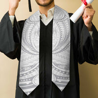 White Sunday Lotu Tamaiti Graduation Stole Polynesian Wave Pastel Gray - Polynesian Pride