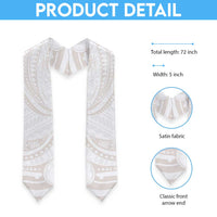 White Sunday Lotu Tamaiti Graduation Stole Polynesian Wave Pastel Nude - Polynesian Pride