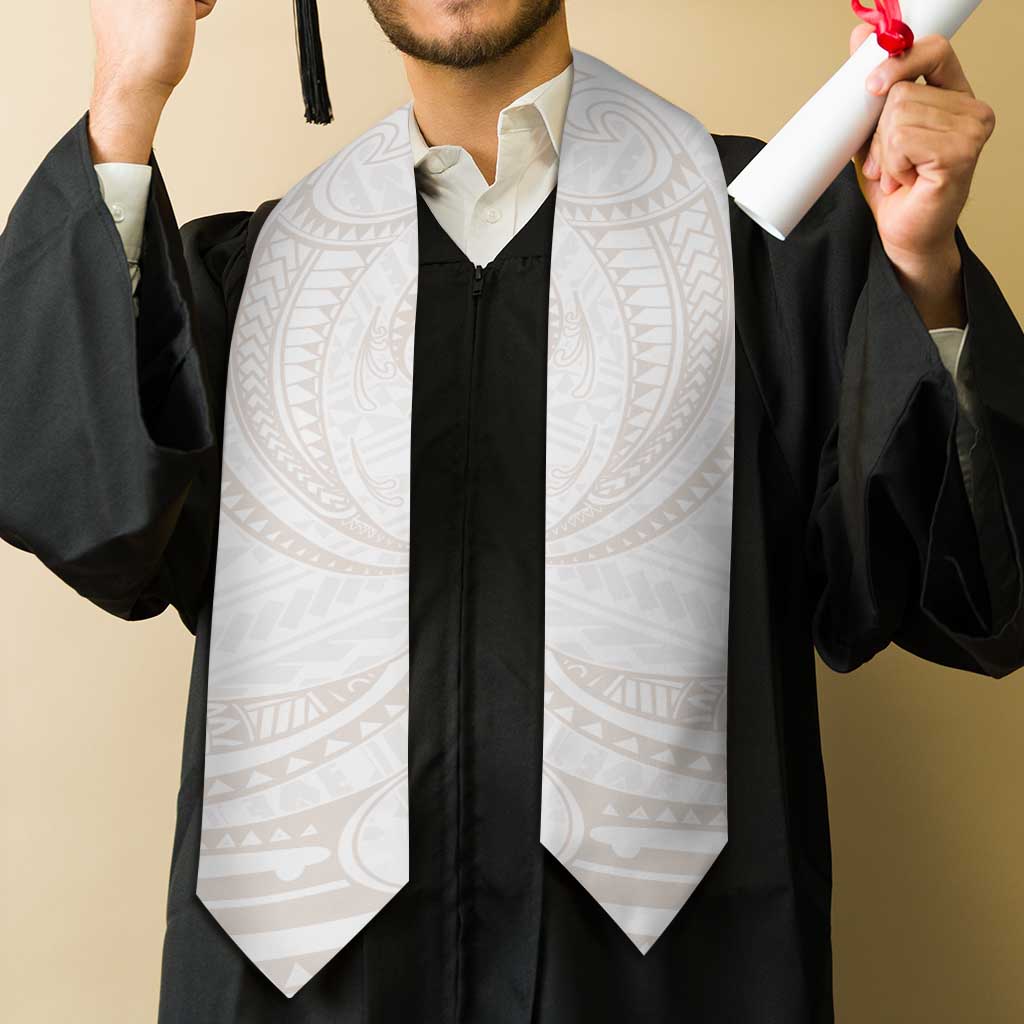 White Sunday Lotu Tamaiti Graduation Stole Polynesian Wave Pastel Nude - Polynesian Pride