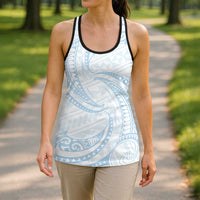 White Sunday Lotu Tamaiti Hollow Tank Top Polynesian Wave Pastel Sky Blue - Polynesian Pride