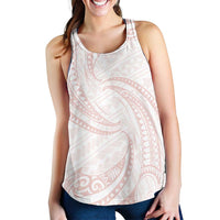White Sunday Lotu Tamaiti Women Racerback Tank Polynesian Wave Pastel Blush - Polynesian Pride
